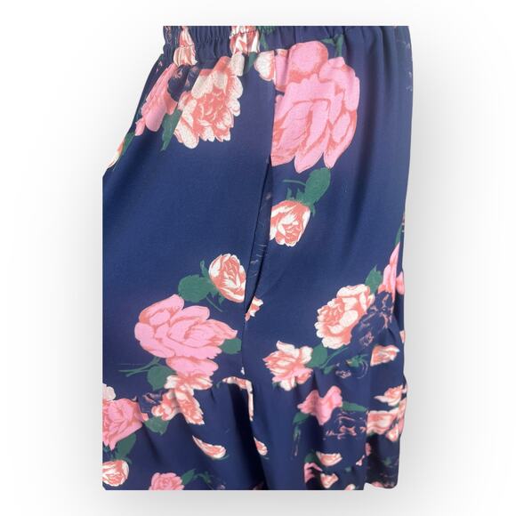 Modcloth Floral A-Line Skirt Navy Blue & Pink Flowers - Picture 7 of 8